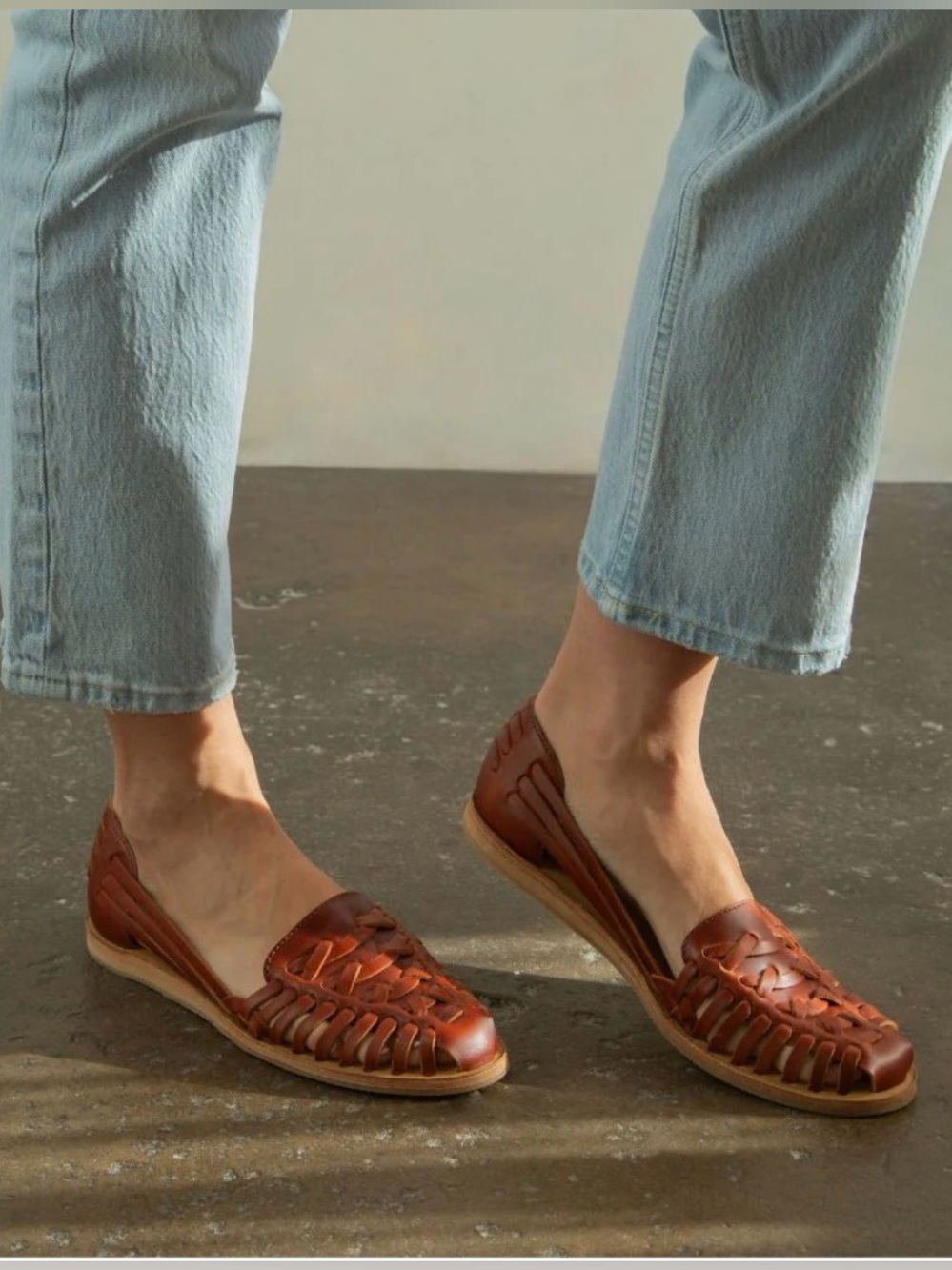Nisolo Brandy Woven Leather Huarache Flats